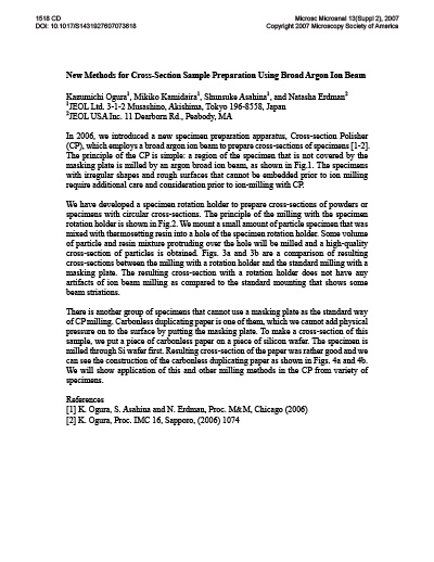 New Methods for Cross-Section Sample Preparation Using Broad Argon Ion Beam (Paper Analysis)